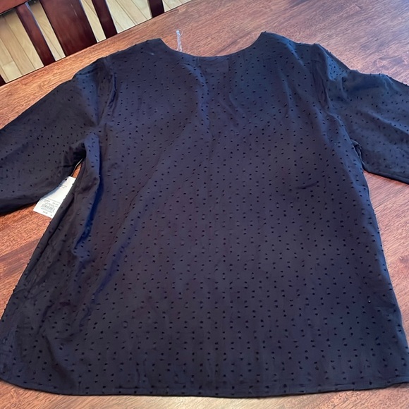 Croft & Barrow textured black on black polka dots top - Picture 10 of 15